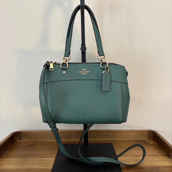 Coach Mini Brooke Dark Green Crossgrain Leather Carryall - Picture 8 of 15